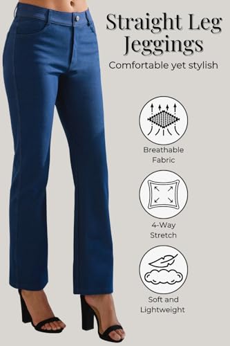 ICONOFLASH Women's Stretch Jeggings with 4 Pocket Pull On Straight Leg Jean Leggings with Belt Loops (Available in Plus Size)2