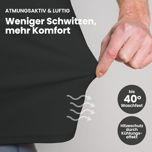 iQ-UV Shirt für Herren mit UPF 50+ Schutz Schwarz XL - Loose Fit Kurzarm Schwimmshirt für Herren mit UV-Schutz - Schnelltrocknendes Surf- & Badeshirt UV für Männer - TÜV & Oeko-TEX 100 geprüft