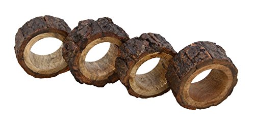 Shalinindia Handmade Rustic Wooden Napkin Rings Set of 4 for Table Decoration Ideas