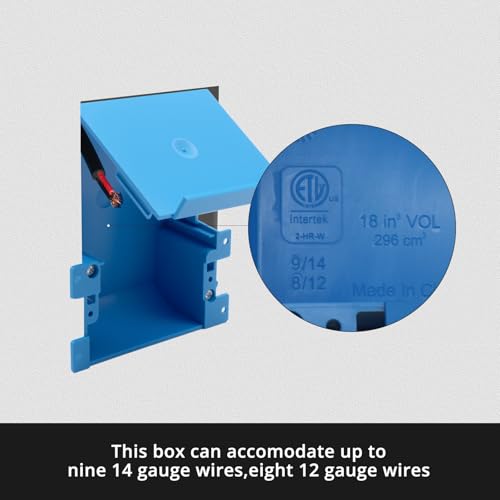 Image of XIUTE 6 PC Shallow Switch & Outlet Box with Bracket,Blue Old Work,PVC Thin Wall Box with Flip Cover,18 Cubic Inch