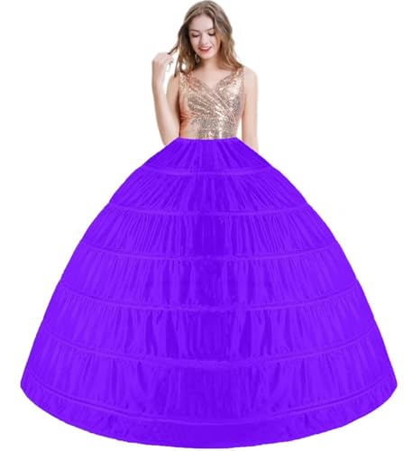 Enaguas Falda Aros Enaguas Enteras 6 Aros Crinolina Enaguas Accesorios de La Boda Cancan Enagua cancán 6 Hoops Wedding petticoat Underskirt para Vestido de Novia Carnaval Graduación Fancy(Uva)