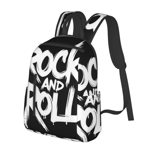 Travel Laptop Backpack black and white Rock And Roll tattoo print College Backpack Business Work Bag for Men Women2