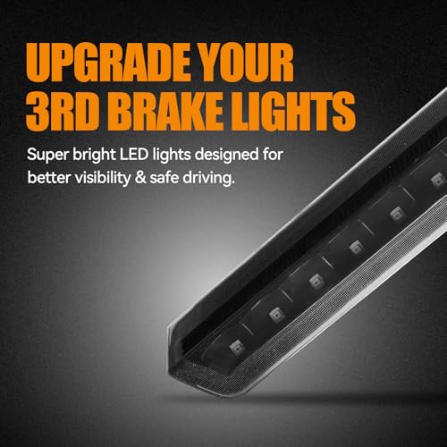 Image of Third 3rd Brake Light LED for 2015-2020 Chevy Tahoe /Suburban, High Mount Rear Brake Lights Assembly for 2016-2019 Suburban 3500HD, Waterproof Center Cab Lamp Stop Light (Black Housing)