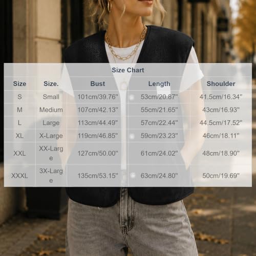 Womens Sherpa Fleece Vest V Neck Button Front Pockets Casual Fall Layering - image 5