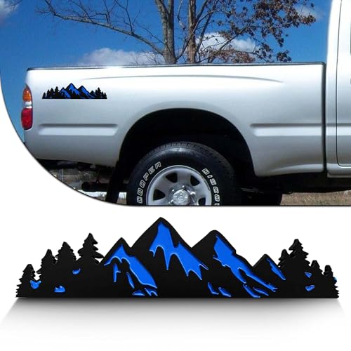 Image of 10 Inch Snow Mountain Graphic Logo Badge, Trunk Mountain Logo Emblem for Car Trunk Tailgate Emblem (Blue Black)