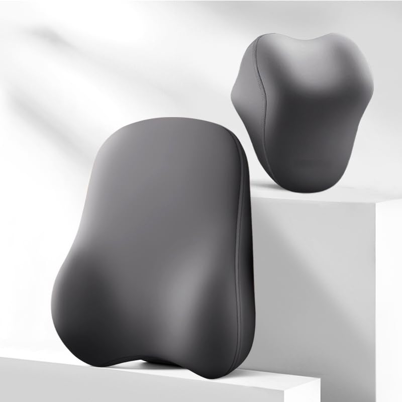 YOFAB 2 PCS Truck Headrest Lumbar Support Cushion for GMC Savana 1996–2021, Ergonomic Car Memory Foam Car Neck Pillow & Lumbar for Neck Back Pain Relief,B Grey