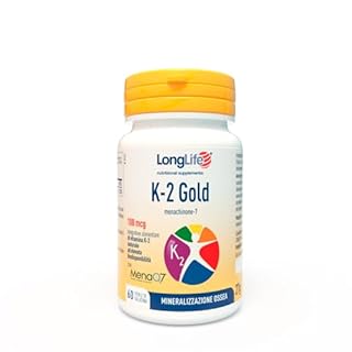 LongLife® K-2 Gold | Con vitamina K2 da natto (MenaQ7®) | Alta biodisponibilità | Benessere osseo e cardiovascolare | Fino a 2 mesi di trattamento | Senza glutine