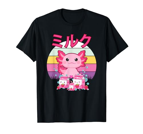 Axolotl Strawberry Milk Shake Japanese Anime 90s Cute Kawaii T-Shirt