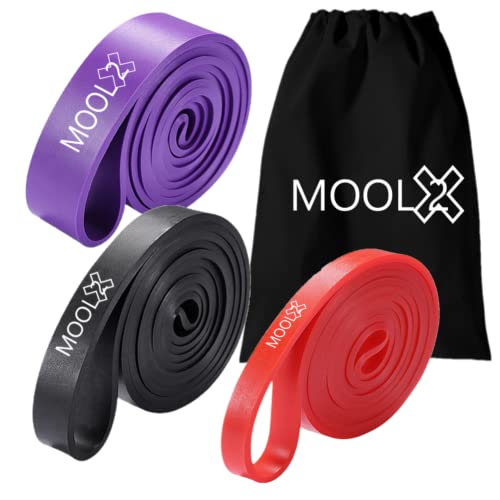MOOL2 Bandas Elásticas Glúteos, Bandas de Resistencia Piernas y Glúteos, Cintas Elásticas, Calistenia, Goma Elastica Fitness, Gimnasio en casa, dominadas, Gym en casa, Goma musculacion, Pack de 3