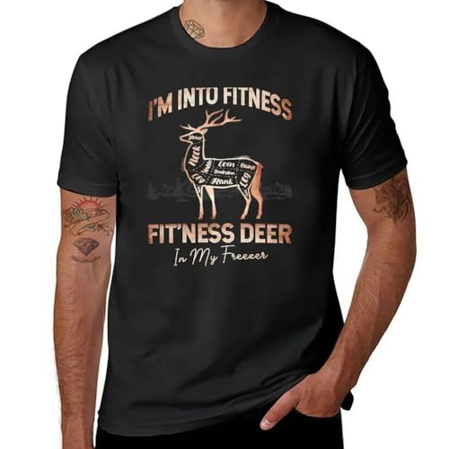 I'm Into Fitness Fit'ness Deer in My Freezer Funny Saying T-Shirt Clothing Black 3XL