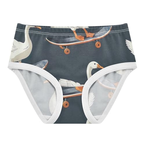 Geese Riding Skateboards Black Toddler Girls Underwear, Girls Underwear Cotton, 2T–8 Years