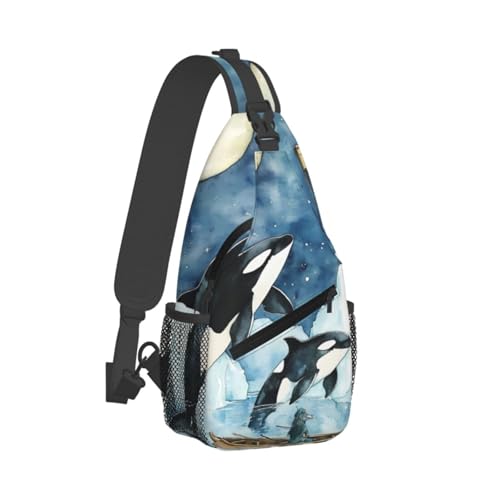 Killer Whale Multi Functional Adjustable Single Shoulder Crossbody Bag,Casual Chest Bag, Suitable For Daily Travel,Unisex2