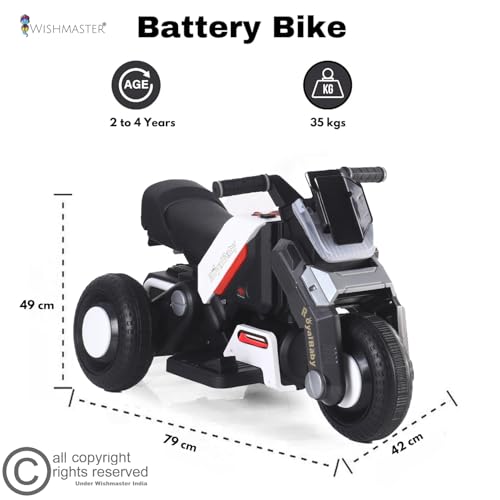 Image of Kids Sports Bike, Ride-On Toy for Ages 2-8 Years, Birthday Gift for Boys and Girls (Royal Baby EV Bike [ 2,3,4 Year Kids], White)