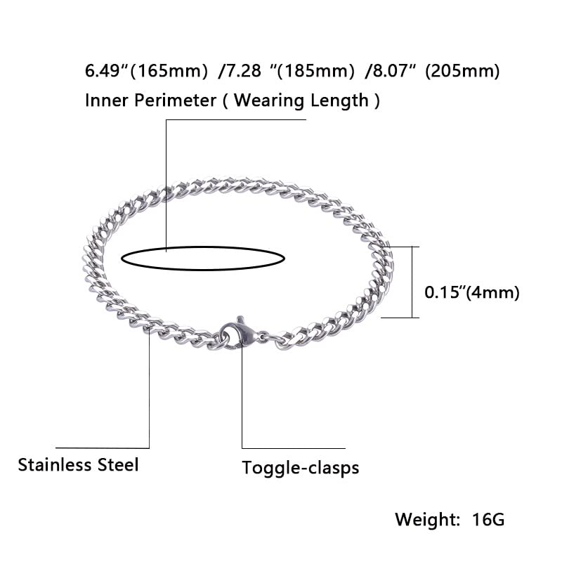 Couple's Stainless Steel Cuban Chain Bracelet, Net Red Same Style Chain Thick Flat Bracelet, Punk Motorcycle Accessories3