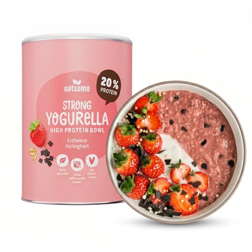 OATSOME Strong Yogurella | High Protein Bowl Mit Erdbeere Haferghurt & Schokochips | 12g Protein pro Portion | 100% Natürlich Vegan & Ohne Raffinierten Zucker | Einfache Zubereitung | 400g