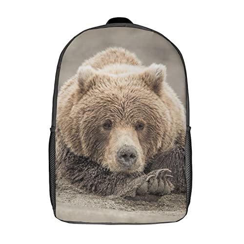Sac à dos scolaire pour enfants 17 pouces avec imprimé ours 3D unisexe