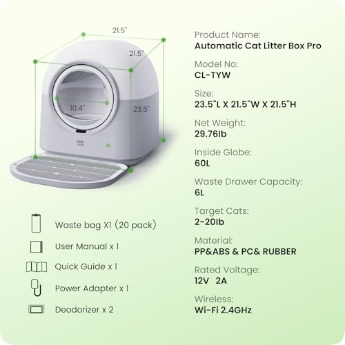 HHOLOVE 2026 Self-Cleaning Litter Box (60L, Gravity-Sensor Drum, App-Tracked Health) — view 9