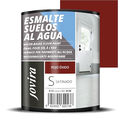 JOVIRA PINTURAS Esmalte Suelos al Agua. Especial para suelos de garajes, almacenes, gimnasios, lavanderías, parques infantiles, pistas deportivas, etc. (750 Mililitros, Rojo Oxido) C-11