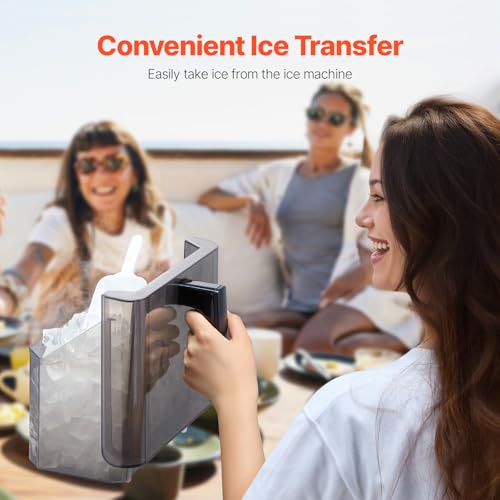 Image of VEVOR Ice Cube Maker Countertop, 32 Cubes Ready in 15 Mins, 50lbs /24h Self-Cleaning Portable Ice Maker with Convenient Ice Transfer, 3 Sizes Ice Cube Maker Machine for Home Kitchen Office Party