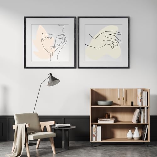 puthiac 20x20 Black Picture Frames for Wall - Minimalist 20x20 Oak Wood Frames, 20"x20" Picture Frame Wood, Natural Solid Wooden Picture Frames for Wall Art Photo and Prints (3 Pack, Black)
