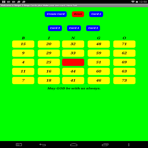 Bingo Cards App on Amazon Appstore