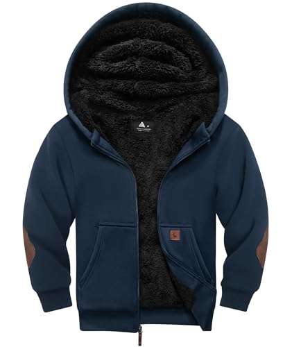 Image of SWISSWELL Unisex Boys Girls Fleece Hoodie Sherpa Lined Jacket Zip Up Hooded Sweatshirt Winter Outerwear for Kids
