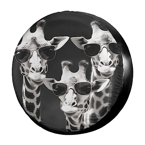 Foruidea Funny Giraffe Spare Tire Cover Dust-Proof Wheel Tire Cover Fit Trailer, RV, SUV and Many Vehicle 15 Inch