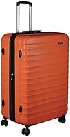 Amazon Basics Erweiterbarer Hartschalenkoffer – ABS-Reisegepäck mit 4 Spinner-Doppelrollen – Kratzfeste und leichte Konstruktion – 52,6cm x 32,0cm x 78,0cm – Gebranntes Orange