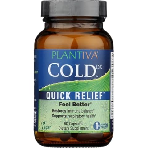 Plantiva ColdDx Natural Herbal Defense & Respiratory Health Support Supplement - Non-Drowsy, Stimulant Free, Quick Relief - Vegan, Plant-Based - 60 Capsules Cover