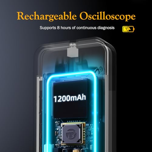 BSIDE OT5 Handheld Digital Oszilloskop Klein Mini 50MHz Bandbreite 200MSa/s Abtastung Tragbares Oszilloskop Wiederaufladbar Ultraflach mit 3.2 Zoll Full View Farb-LCD für KFZ Audio Elektronik
