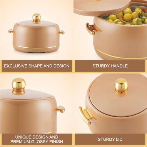 Image of Modware Atlantis Casserole 2500ml Elegant Design Premium Hot Pot, Retains Temperature for Hours, Insulated Inner Steel Casserole for Roti, Hot Box for Home, Chapati Box, Serving Bowl with Lid (Brown)