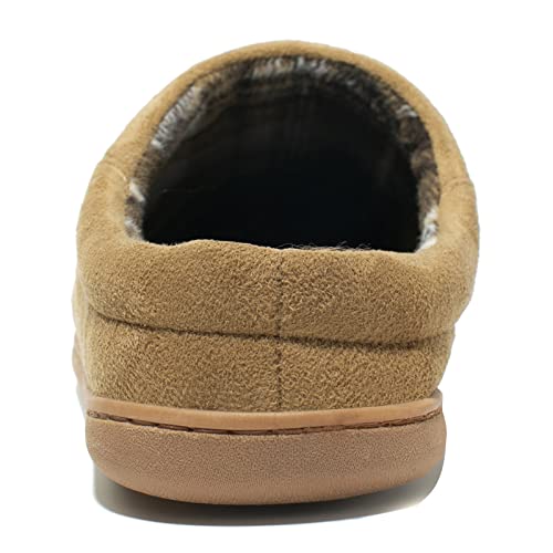 Image of NewDenBer Men's Warm Memory Foam Suede Plush Fleece Lined Slip on Indoor Outdoor Clog House Slippers