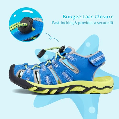 Image of DREAM PAIRS Boys Girls Summer Outdoor Athletic Sport Sandals Walking Water Hiking Hook and Loop Adjustable Multicolor for Toddler /Little /Big Kids