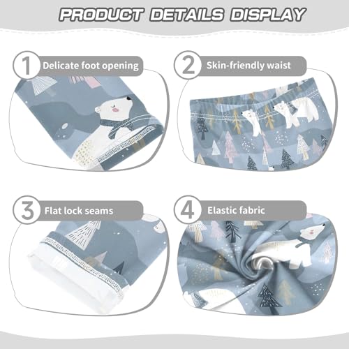 Girls' Athletic Leggings Ankle Length Yoga Dance Pants Kids Teen 4T Polar Bear Tree3