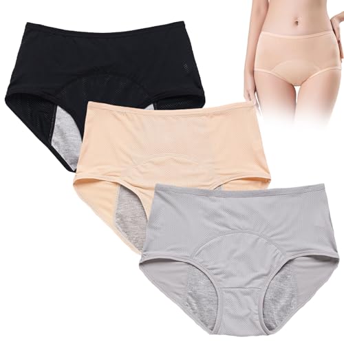 3 Stück Inkontinenz Slip Damen Blasenschwäche Frauen Unterwäsche Baumwoll Auslaufsicher Periodenwäsche Inkontinenz Unterwäsche Damen Für Waschbare Wiederverwendbare (S)