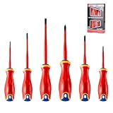 HAUTMEC Insulated Screwdriver Set, 6-Piece Electrician Screwdriver Set, VDE & GS Certified 1000V, with S2 Steel Magnetic Tips and Tri-Material Handles for Professional Electrical Work, HT0331