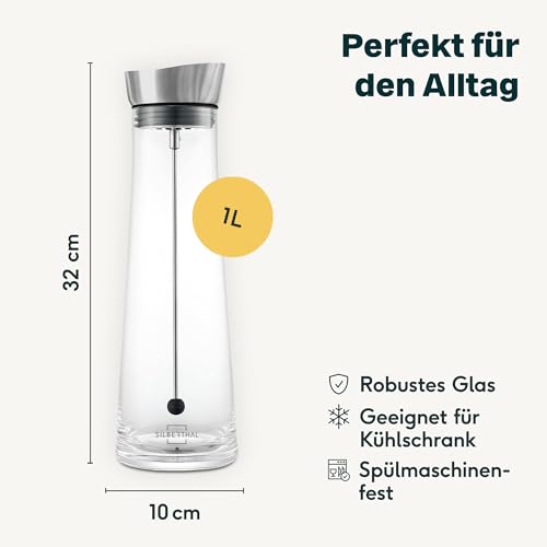 Foto von SILBERTHAL Glaskaraffe mit Deckel - 2 Liter - Mit Fruchtsieb