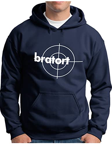 Sweat à capuche homme OM3 Bratort marine du S au 5XL, idée cadeau humour barbecue