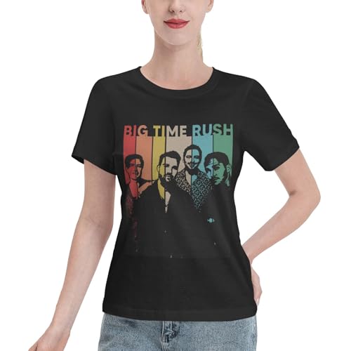 Photo de Big Rock Time Music Rush T-Shirt Femme 100% Coton – Tee-Shirt Pop Années 2000 – Manches Courtes Décontracté – Cadeau Fan Groupe Jeunesse...