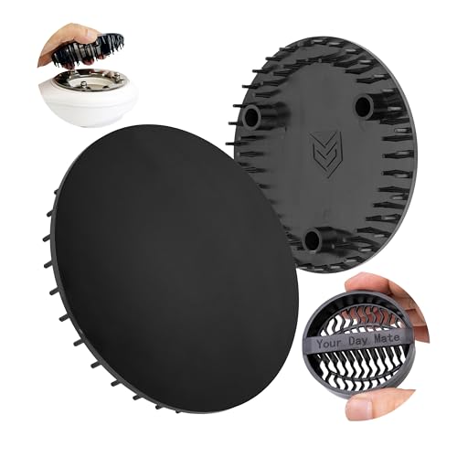 Abdeckhaube und Haarsieb Set für Duschabfluss, Ø 115 mm, kompatibel mit Viega Tempoplex Ablaufgarnitur ab Baujahr 2006, für Duschwanne mit Ablaufloch Ø 90 mm, schwarzer Deckel ABS ASA, Haarfilter