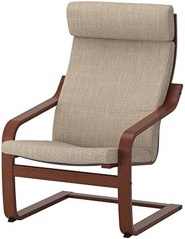 IKEA Poäng Armchair, Wood, Medium Brown, Hillared Beige