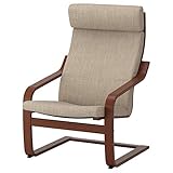 IKEA Poäng Armchair, Wood, Medium Brown, Hillared Beige