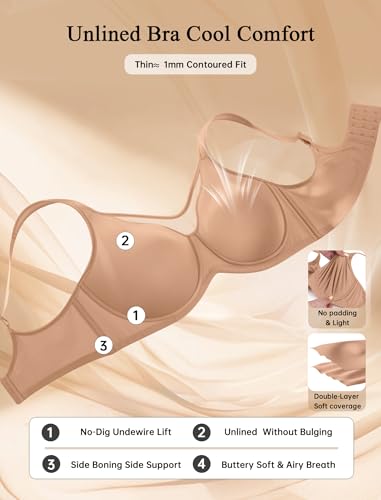 Image of LetsJoli Minimizer Bras for Women Full Coverage Underwire Plus Size Support | Unlined Cup,Cool Lightweight Comfort,T Shirt Everyday Bra,For Older Women and Large Breasts