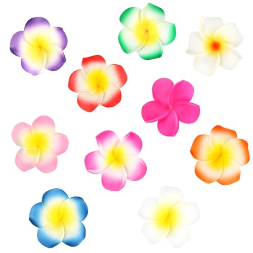 10 pinzas para el cabello flor plumeria multicolor