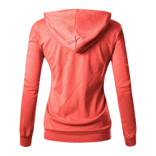 Image of GIVON Womens Casual Zip Up Hoodie Cotton Blend Soft Fabric Basic Layering Hooded Jacket with Kangaroo Pocket