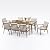SEEHILL 9 Pieces Patio Dining Set for 8, Outdoor Aluminum Dining Furniture Set with Umbrella Hole, Modern All-Weather Outdoor Patio Table Sets with 8 Chairs and Table for Deck Garden Poolside, Teak