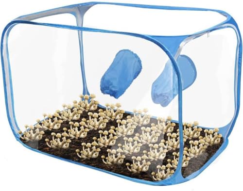 Still Air Box, Portable Foldable PVC Mushroom Grow Tent with 2 Arm Ports for Indoor Mushroom Cultivation Ideal Kit for Mushroom Lovers & Home Scientists (35.1x23.4x23.4 inch)