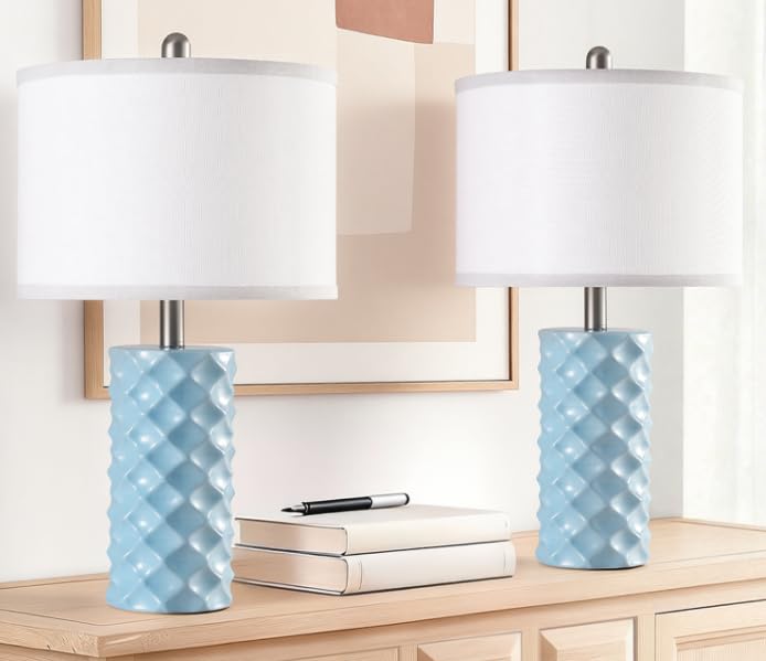 BLHDZJR Sky Blue & Star Diamond Ceramic Table Lamps (Set of 2) - 23 Luxe Modern