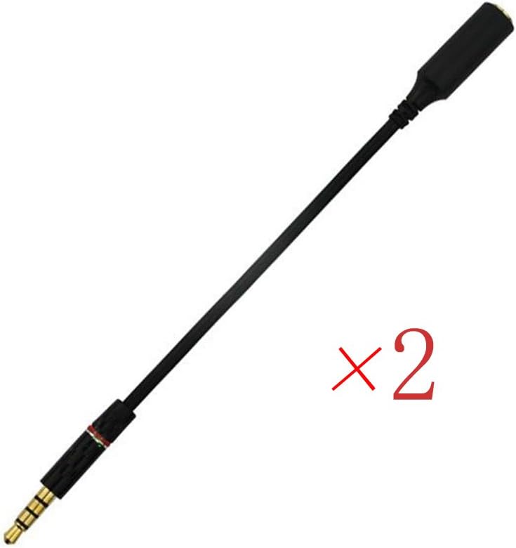 Musicell 2PCS 6" 3.5mm 4-Position GOLD AUX Stereo TRRS Audio Headset Extension Cable for Beats Dr. Dre Studio iPhone,M to F Audio Cable Black