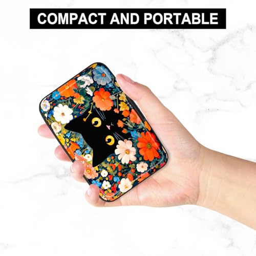 Image of Card Holder Credit Cards Holder for Women RFID wallet women Business Card Holder Wallet Mini Aluminum Card Wallet RFID Blocking Slim Metal Hard Card for Women, Cute Black Cat